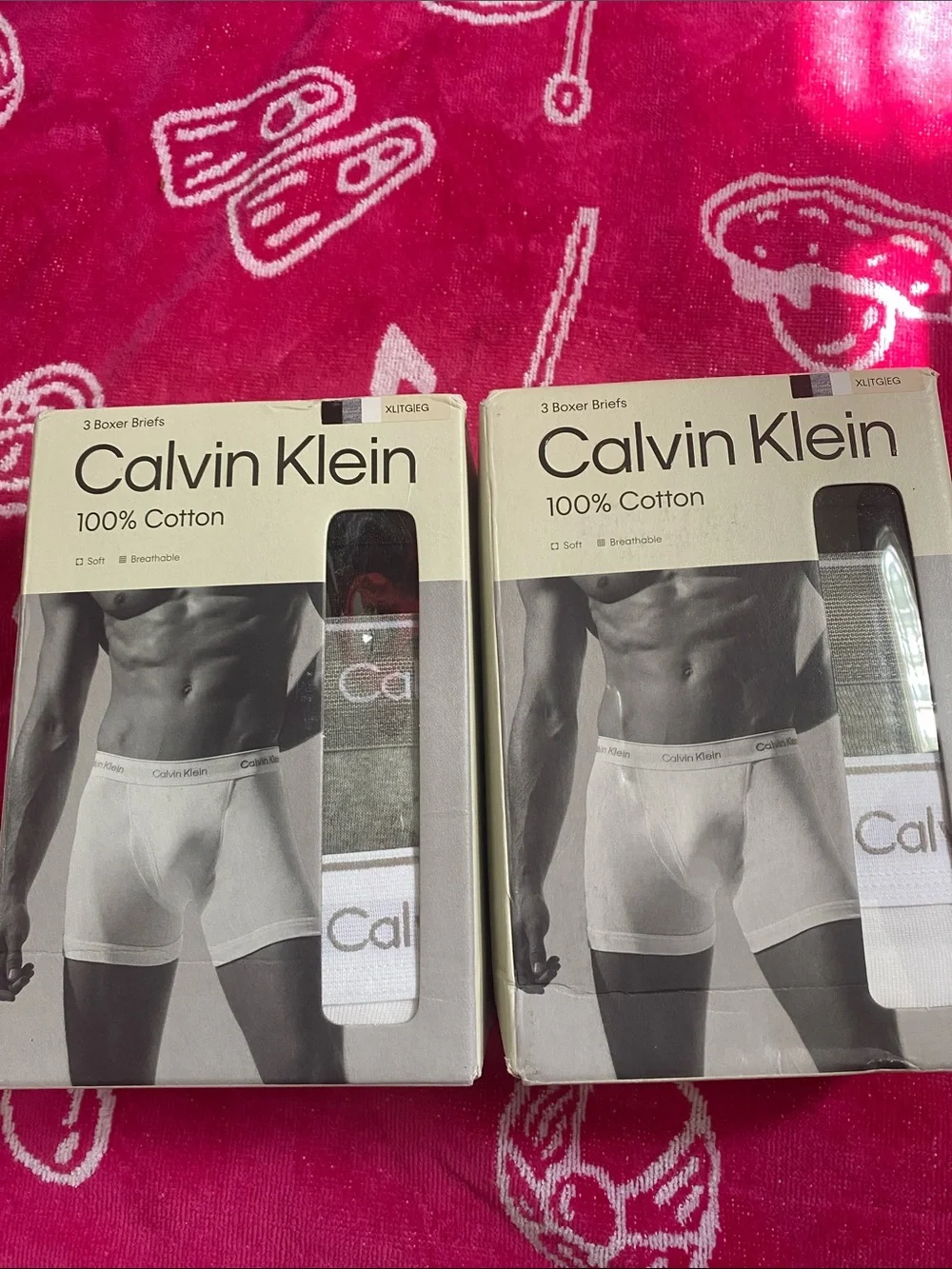 Calvin Klein Men's 3-Pack Cotton Boxer Briefs — White, gray and black - bundle